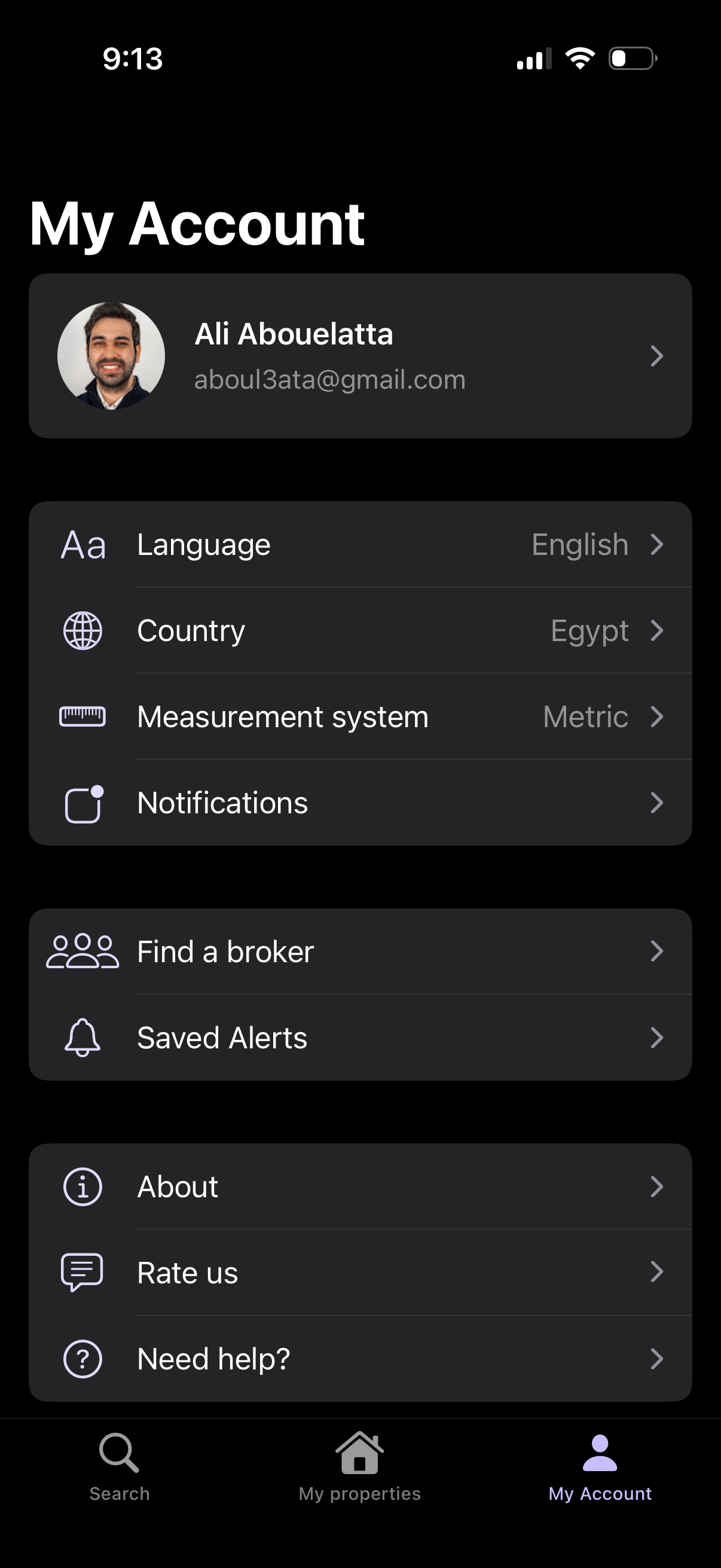 property-finder profile screenshot